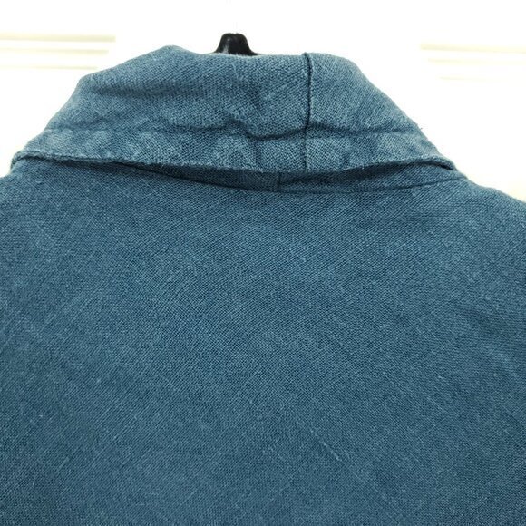 Flax Linen/Cotton Long Sleeve Open Jacket S Teal/Blue-Green - Picture 10 of 16